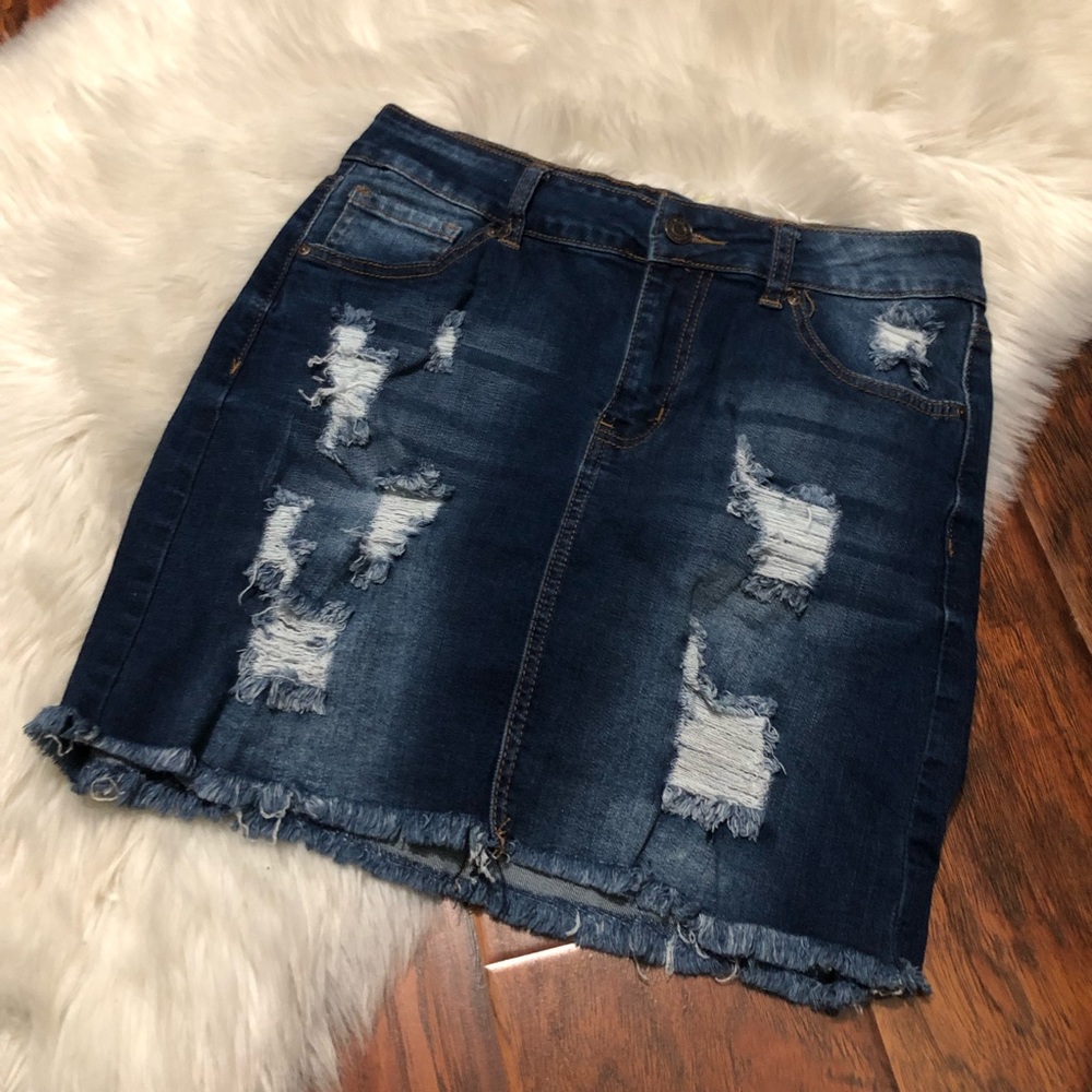 Wax Jeans Ripped Skirt